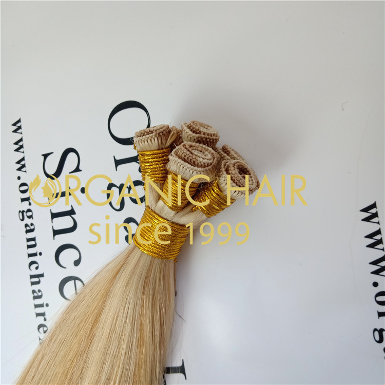 Pretty P18blond color virgin cuticle hand tied weft A71